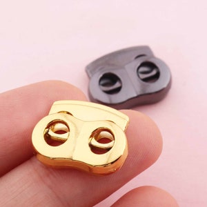 Cord Lock metal Stopper Cord End Toggle Clip Buckle BLACK cord stopper for dressing mask Shoelace Sportswear Accessories rope cord stopper