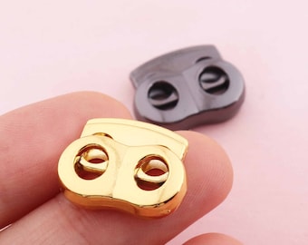 Cord Lock metal Stopper Cord End Toggle Clip Buckle BLACK cord stopper for dressing mask Shoelace Sportswear Accessories rope cord stopper