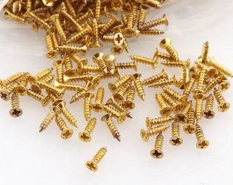 Gold Wood Screws Door Knob Installation Miniature Self Tapping Machine Screws Tiny Screws Craft Supply Pocket Hole Screws Drywall Screws
