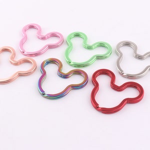 rainbow key ring green Locket Keychain pink red rose gold keyring mouse shape key ring silver chain key ring chain jewelry making 8pcs