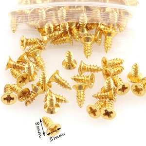 gold flat head screws Gold rivets drywall screws Wood Screws Miniature Hardware pocket hole screws screws rivets Tiny Screws Craft Supply