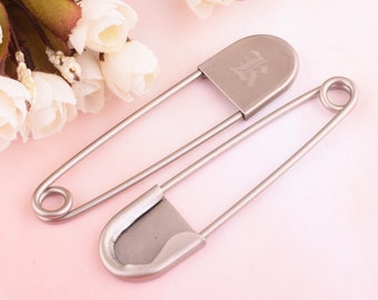 6pcs énorme broche de sécurité, broche de broche en argent mat, épingle de chandail, broches de sécurité en métal, broche arrière de broche, design unique