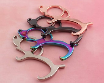 Door Opener, No Touch tool Door Opener and bottle opener No Touch Button Pusher Touchless Door Hook Opener personalised keychain key ring