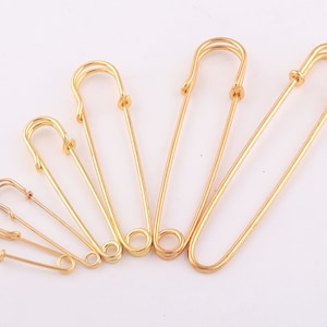 light gold 28/38/57/65/70/86mm Shawl Pin Jumbo Safety Pin for Clothing Paper Kilt Pins Earring Hoop-10pcs