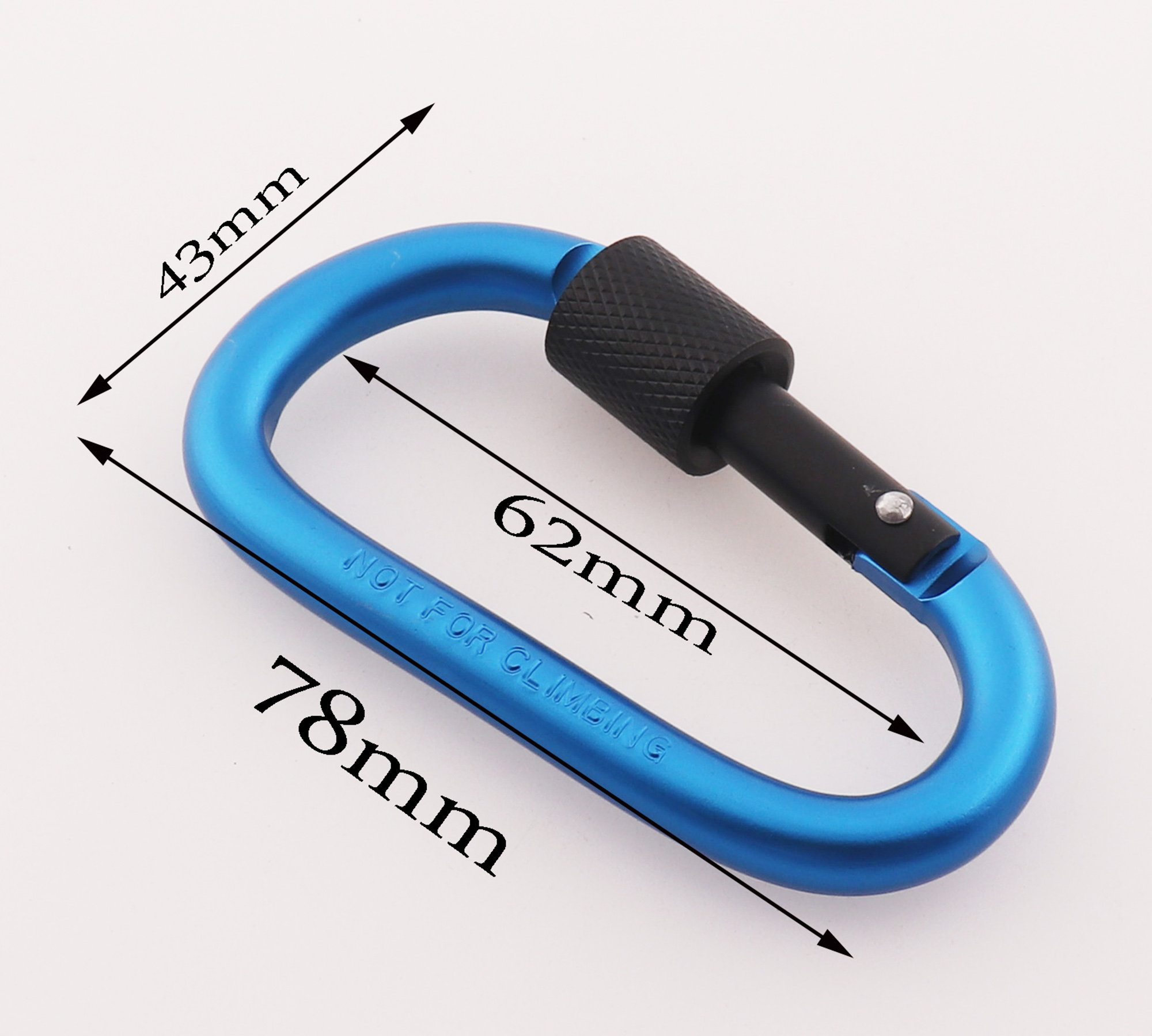 2 Heavy Duty Dark Blue Carabiner Clip Shaped Keychain Key Ring