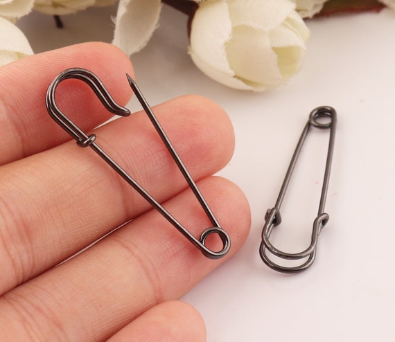 1000 pieces safety pins pear shape locking pin metal black pins