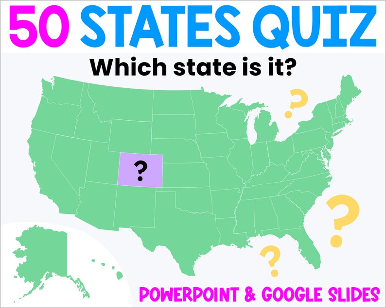 50 States Map Quiz 1 Identify the State on US Map Etsy