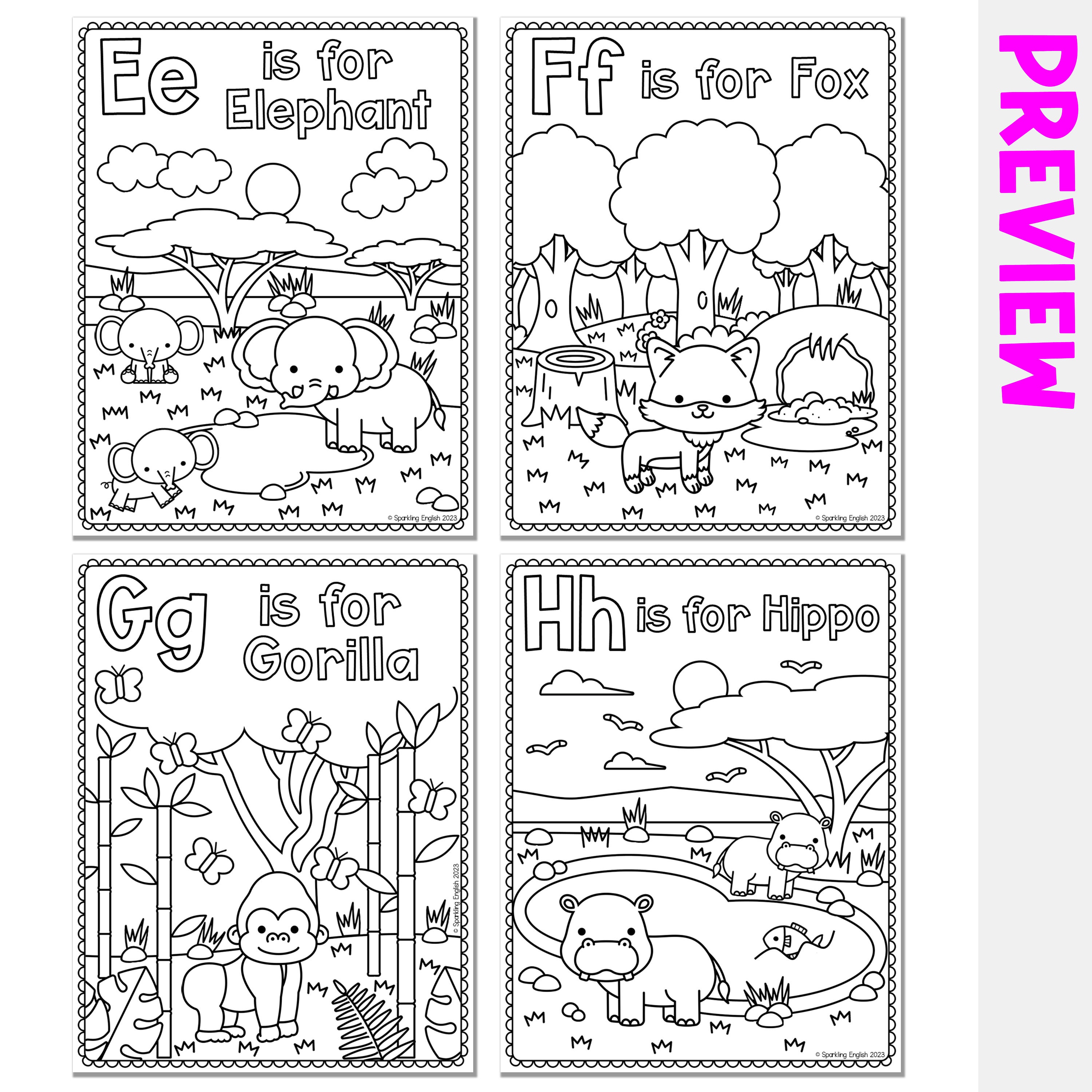 Alphabet Coloring Pages Animal Alphabet Book Printable ABC Coloring