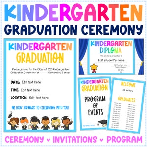 Kindergarten Graduation Ceremony Presentation | Invitations and Program for Kindergarten Class of 2023