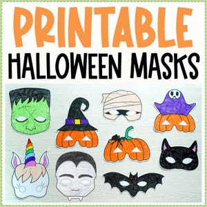 Printable Halloween Masks - Fun Halloween Party Printable Craft Activity for Kids