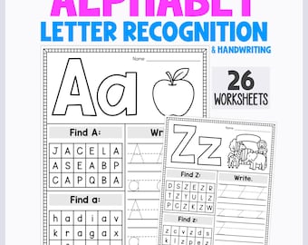 Letter Recognition and Handwriting Worksheets | Alphabet Review Activity | Preschool and Kindergarten Phonics Curriculum