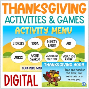 Virtual Thanksgiving Party - Digital Games and Activities for Kids - Thanksgiving Zoom Games