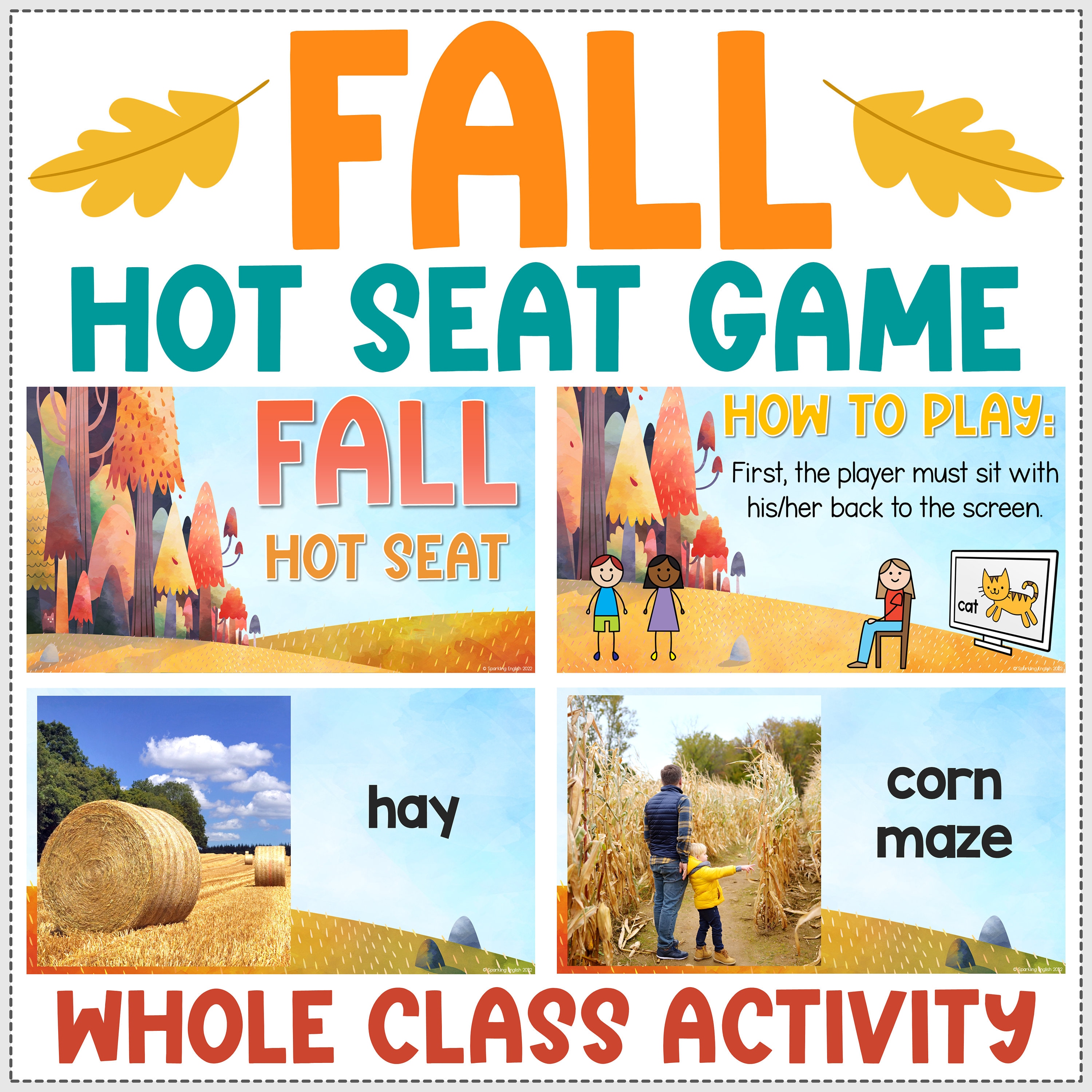 Fall Hot Seat Guessing Game Whole Class Fun Friday Brain Break Fun Fall  Activity for Kids (Instant Download) 