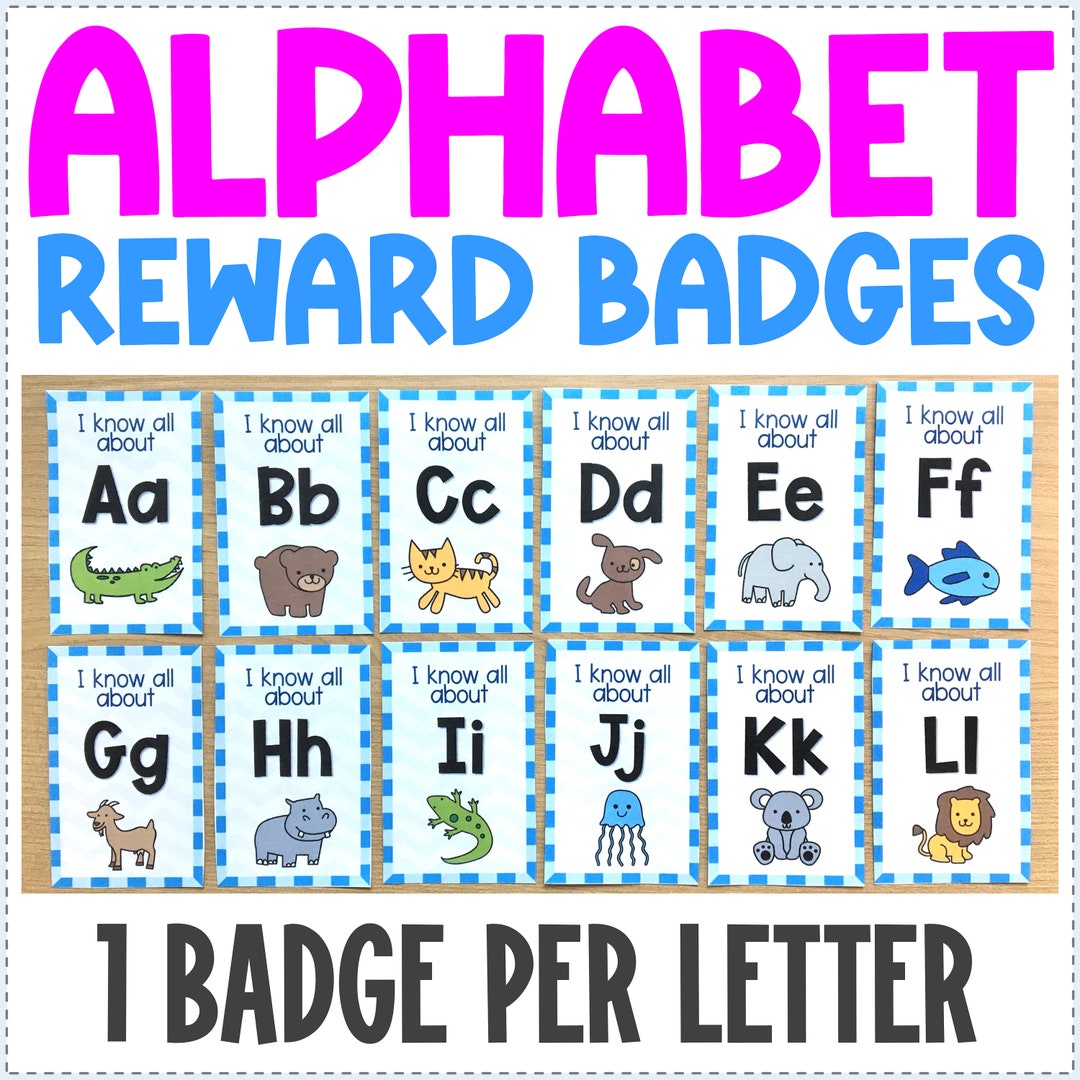 Alphabet Reward Badges Achievement Reward for Prek Preschool and