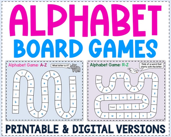 alphabet board games printable and digital alphabet review etsy