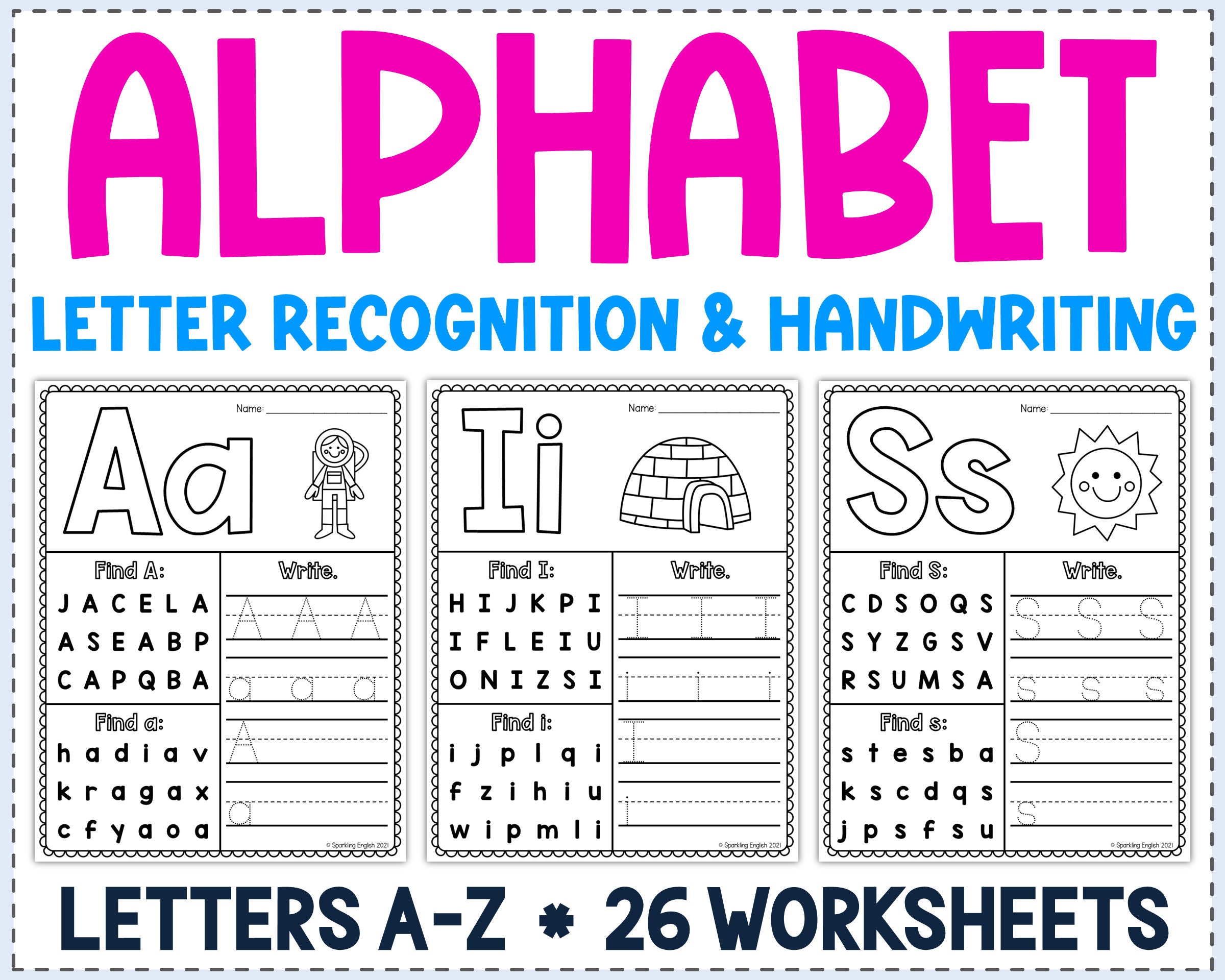 letter recognition and handwriting worksheets alphabet etsy australia