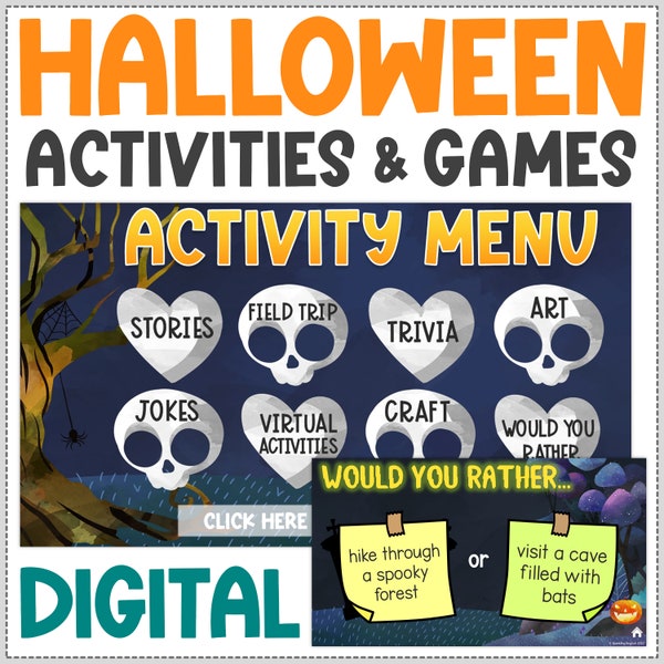 Class Halloween Party - Fun Halloween Games and Activities for Kids - Digital Halloween Activities Smartboard or TV