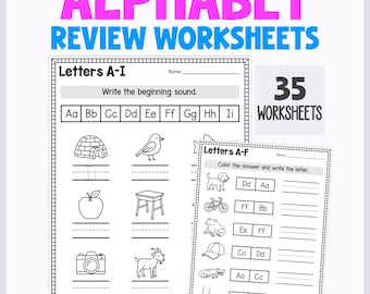 Alphabet Review Worksheets | Beginning Sounds and Letter Recognition | Preschool and Kindergarten Curriculum Printable Alphabet Worksheets