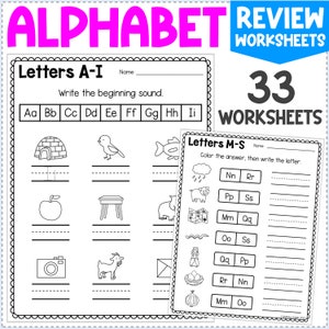 Werkbladen alfabetbeoordeling | Begingeluiden en letterherkenning | Afdrukbare alfabetwerkbladen voor peuters en kleuters