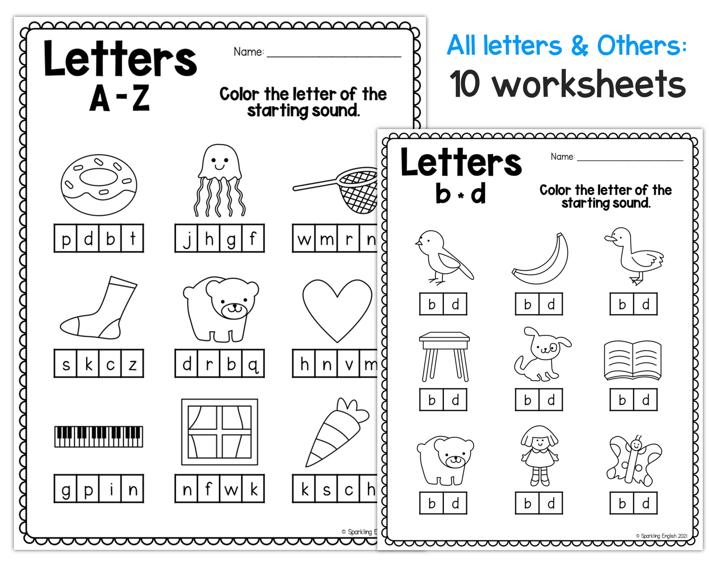 alphabet beginning sounds worksheets alphabet review etsy