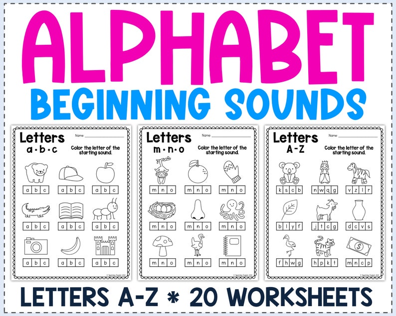 alphabet beginning sounds worksheets alphabet review etsy ireland