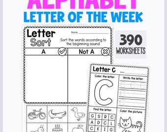 Letter of the Week Curriculum Bundle | Homeschool Phonics Printables | Pre-K Kindergarten Morning Work Worksheets | Literacy Center Activity