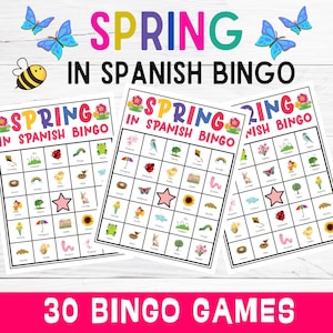 Primavera no Bingo Espanhol - Bingo de Primavera en Español | Atividade de Aprendizagem de Espanhol para Imprimir para Crianças