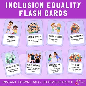 Cartões de Flash de Igualdade de Inclusão | Aprendendo sobre Respeito e Justiça, Cartões de Justiça Social para Crianças