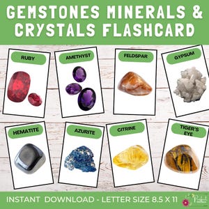 Gemstones Minerais e Cristais Flashcard | Gemstones Três Partes Cartões