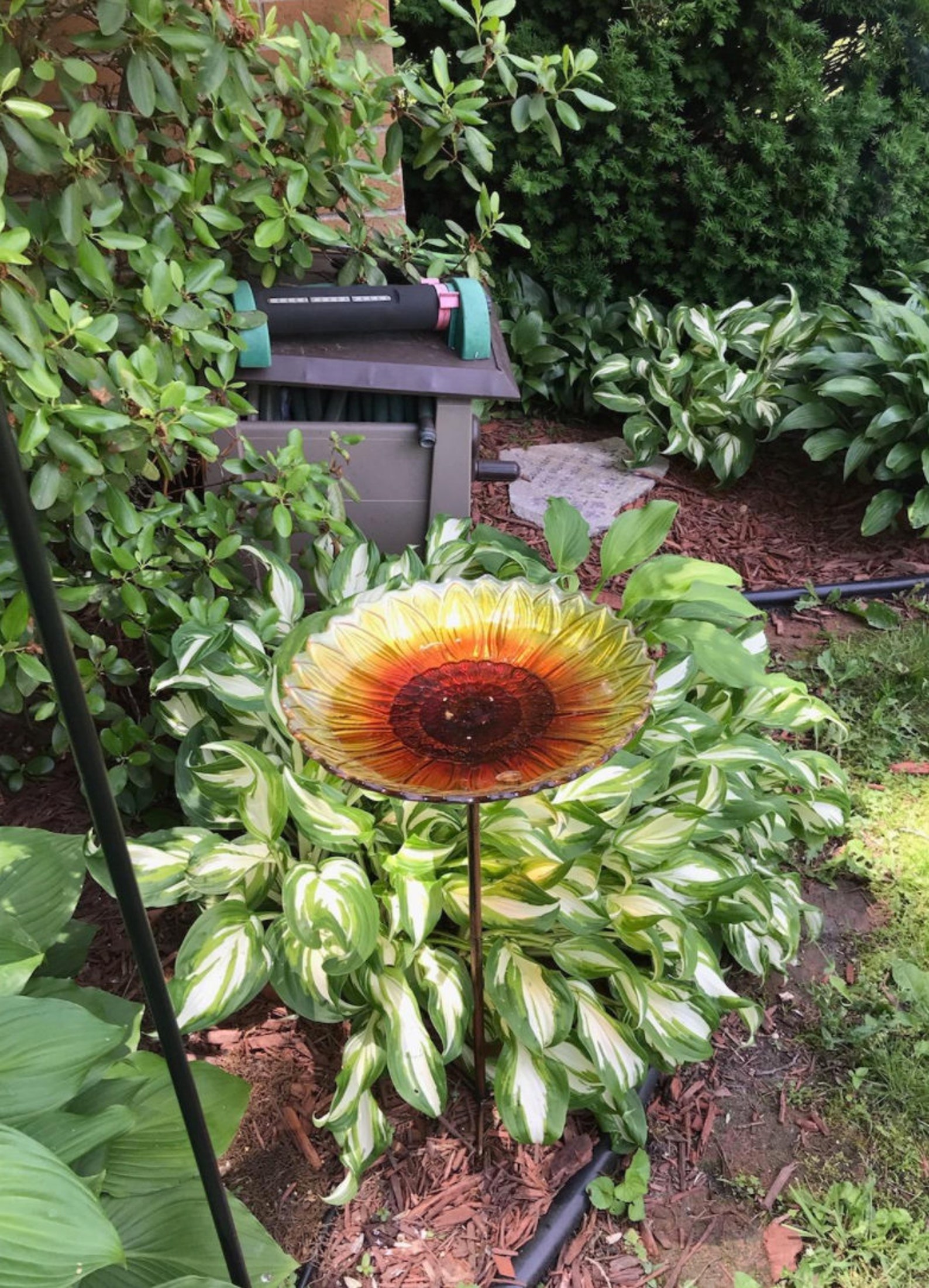 Bird bath Glass Birdbath for Outdoors Sunflower Theme Etsy