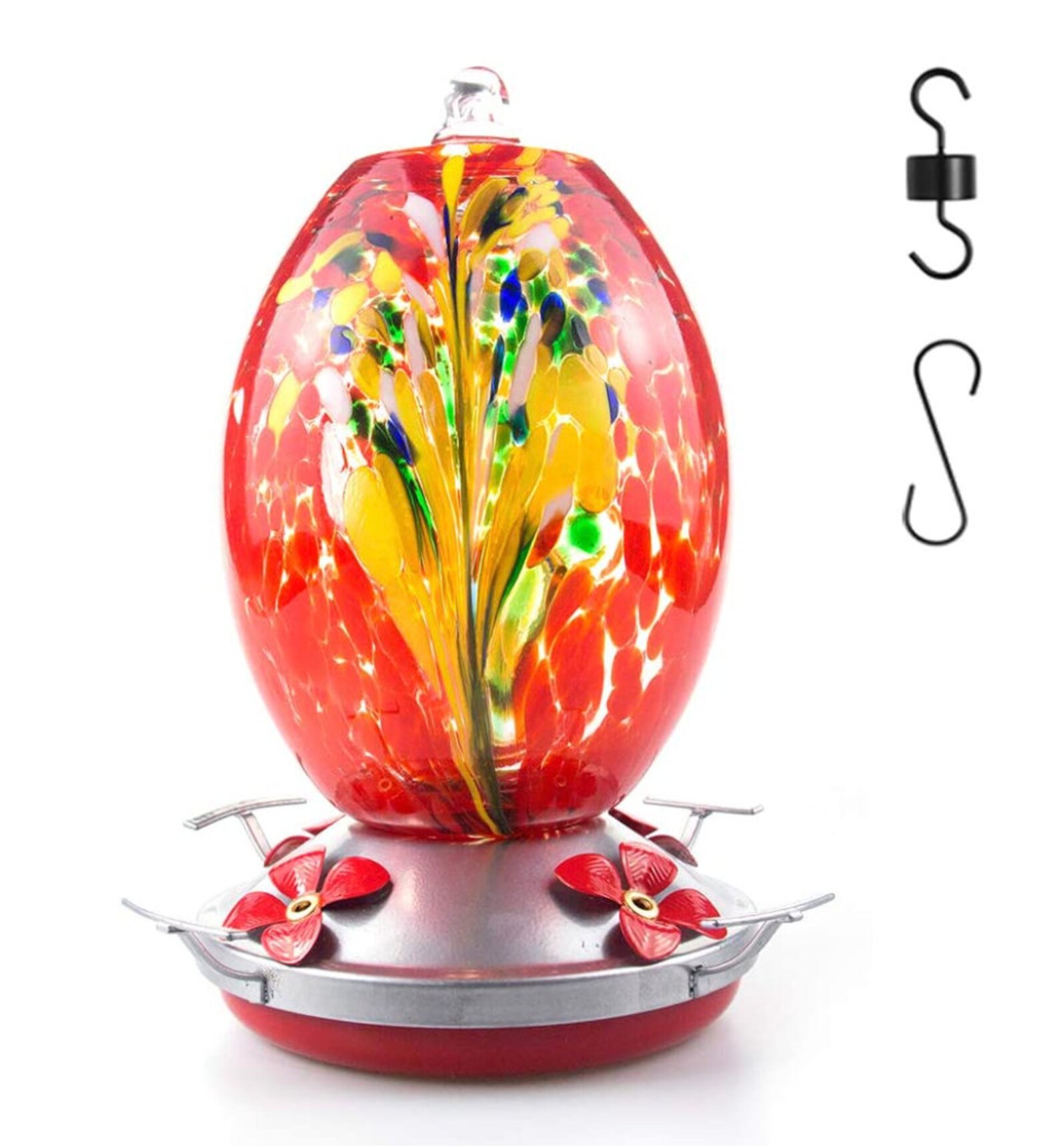 Blown Glass Hummingbird Feeder Blue Hummingbird Feeder Etsy