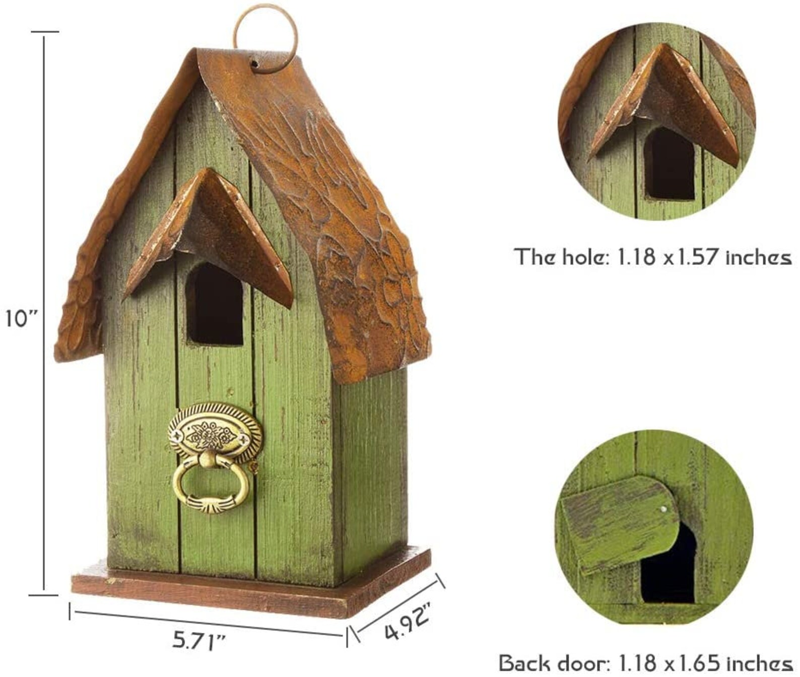 Green wooden bird house Hanging Bird House Bird House Etsy