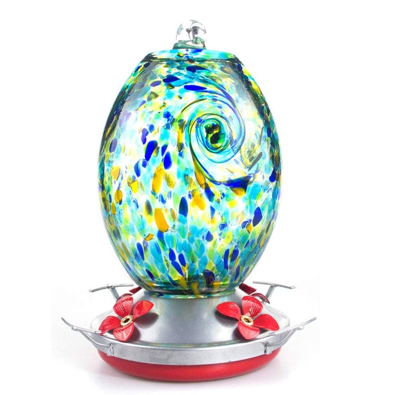 Blown Glass Hummingbird Feeder Blue Hummingbird Feeder Etsy