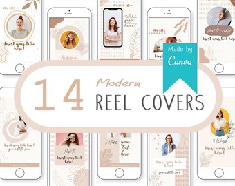 14 Modern Instagram Reel Covers | Canva Templates (Digital Download)
