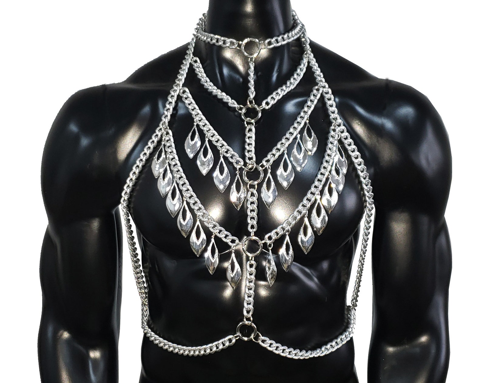 Sliver Metal Body Chain/ Chain Body Harness/Men Body image 0.