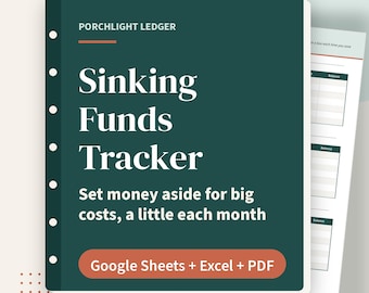 Tabellenkalkulation zur Verwaltung von Rücklagen, Sparzielplaner, Google Sheets, Excel, druckbare PDF-Datei