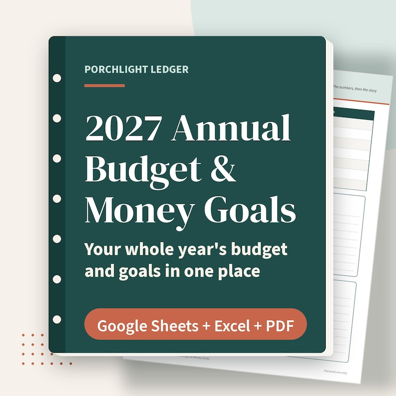 Jahresbudget- und Finanzzielplaner 2027, Jahresrückblick-Tabelle, Google Sheets, Excel, PDF Bild 1