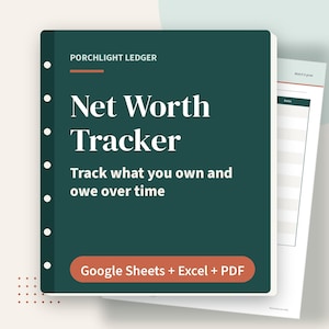 Net Worth Tracker Spreadsheet, Monthly Assets and Debts Dashboard, Google Sheets, Excel, Printable PDF image 1