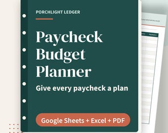 Paycheck Budget Planner Spreadsheet, Biweekly or Weekly Bills by Payday, Google Sheets, Excel, Printable PDF