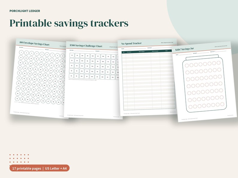 Rastreador de ahorros con 100 sobres, reto de 52 semanas sin gastos, Google Sheets, Excel, PDF imprimible imagen 5