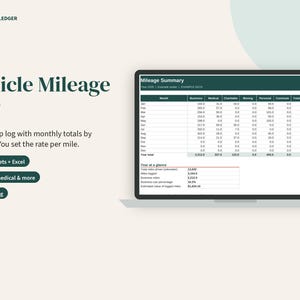 Mileage Log Spreadsheet, Vehicle Trip Tracker for Business & Personal Use, Google Sheets, Excel, Printable PDF image 2