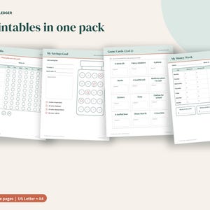 Paquete de imprimibles sobre dinero para niños: tabla de tareas, tabla de objetivos de ahorro, juego de necesidades vs. deseos y registro semanal de dinero para niños de 6 a 9 años (PDF). imagen 3