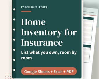 Inventarliste für Versicherungszwecke, Liste der Besitztümer, Seriennummern und Belege, Google Sheets, Excel, PDF