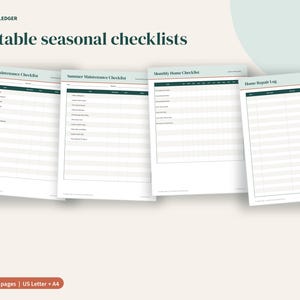 Home Maintenance Schedule Spreadsheet, Seasonal Checklist and Repair Log, Google Sheets, Excel, Printable PDF image 5