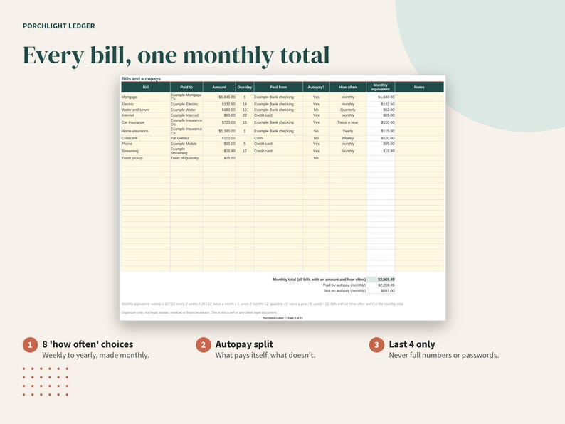 Family Emergency Binder, Important Information Organizer, Household Contacts, Medical, Accounts and Bills, Fillable PDF, Spreadsheet image 3