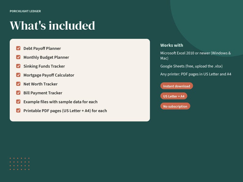 Budget Spreadsheet Bundle, Debt Payoff, Sinking Funds, Mortgage, Net Worth & Bill Trackers, Google Sheets, Excel image 2