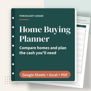 Home Buying Planner Spreadsheet, House Hunting Scorecard & Down Payment Tracker, Google Sheets, Excel, Printable PDF image 1