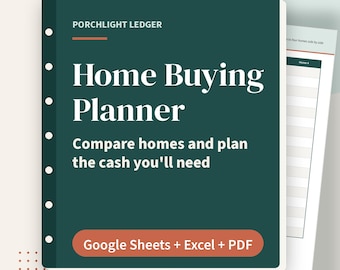 Hauskauf-Planungs-Tabelle, Checkliste für die Haussuche & Anzahlungs-Tracker, Google Sheets, Excel, druckbares PDF