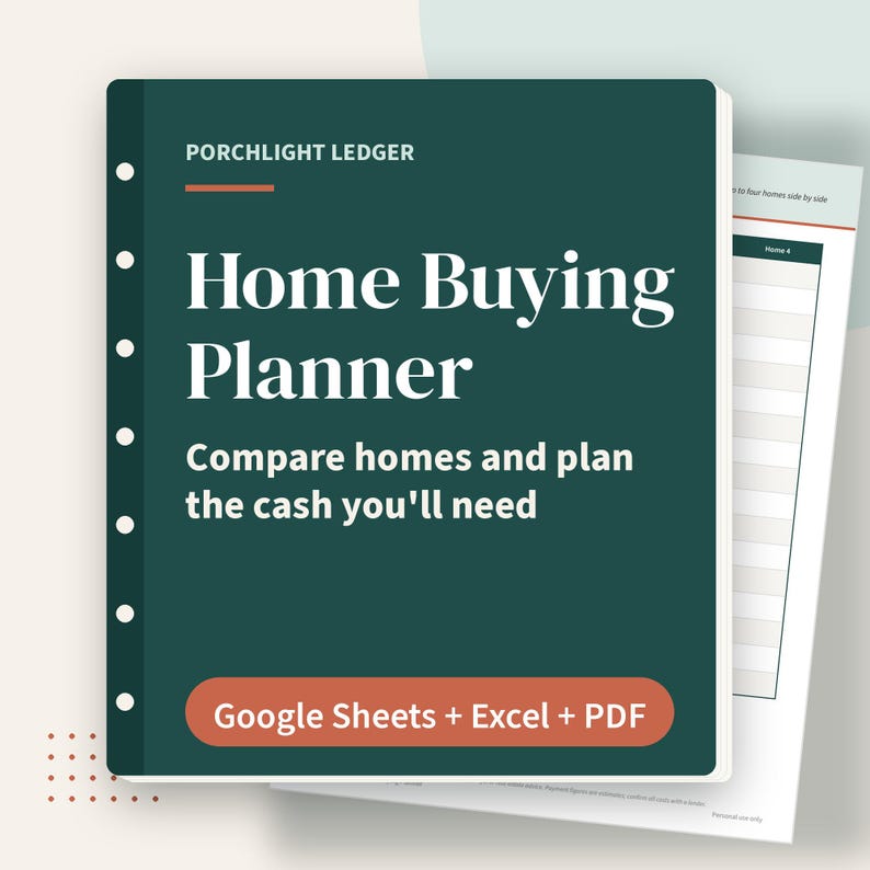 Home Buying Planner Spreadsheet, House Hunting Scorecard & Down Payment Tracker, Google Sheets, Excel, Printable PDF image 1