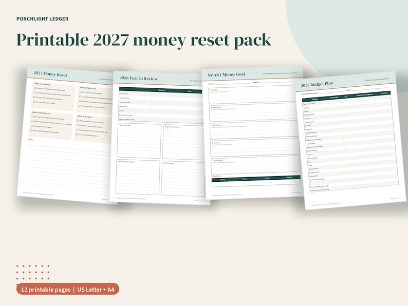 Jahresbudget- und Finanzzielplaner 2027, Jahresrückblick-Tabelle, Google Sheets, Excel, PDF Bild 5